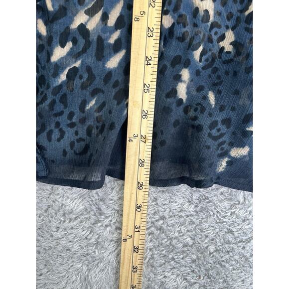 LIZ CLAIBORNE Women Blouse Sheer 2X Blue Black Beige Animal Print Loose‎ Fit - Picture 5 of 10